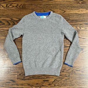 Boden gray cashmere sweater 9-10 Years Children Kids with blue trim